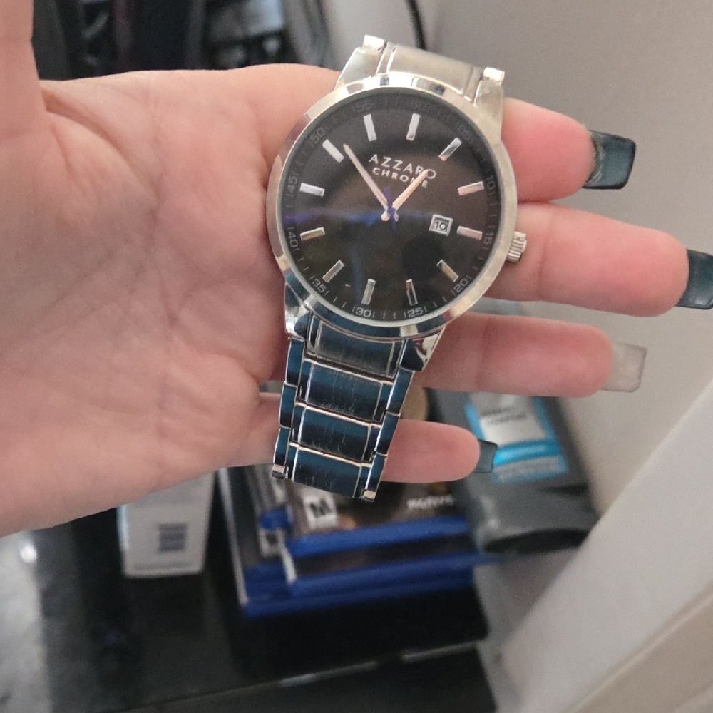 Mens Azzaro Chrome Silver and Black Watch